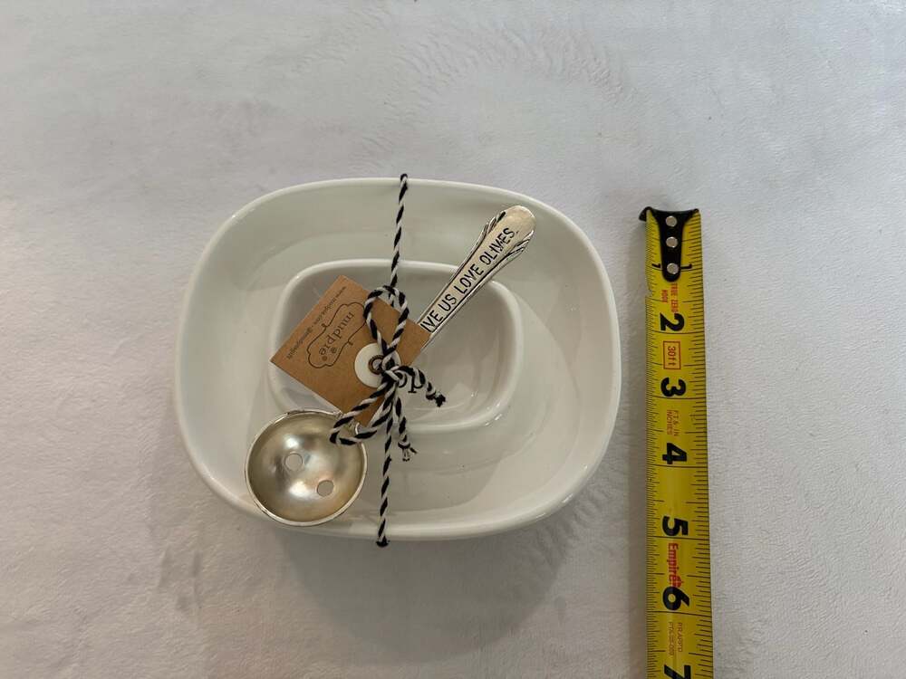 Mud Pie Olive Pit Bowl Set with Silverplate Spoon